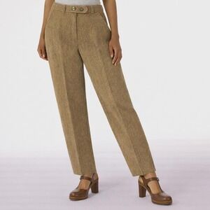 70s Vintage Wool Pants Womens Plaid High Rise Straight Leg Trousers Size 4 Mod